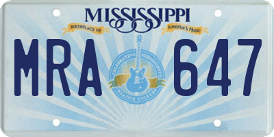 MS license plate MRA647