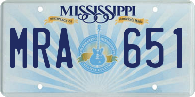 MS license plate MRA651