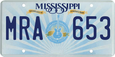MS license plate MRA653