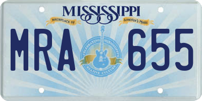 MS license plate MRA655