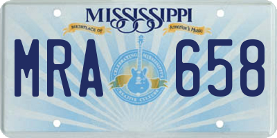 MS license plate MRA658