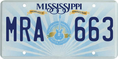 MS license plate MRA663