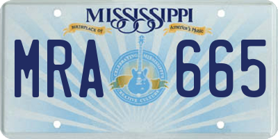 MS license plate MRA665