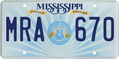 MS license plate MRA670