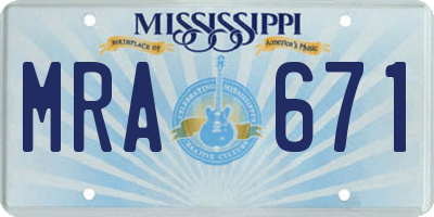 MS license plate MRA671