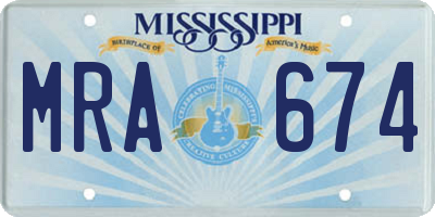 MS license plate MRA674
