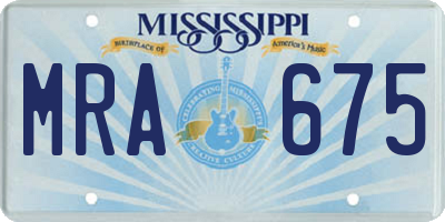 MS license plate MRA675