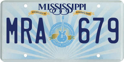 MS license plate MRA679