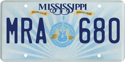 MS license plate MRA680
