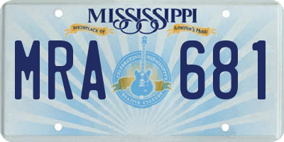 MS license plate MRA681