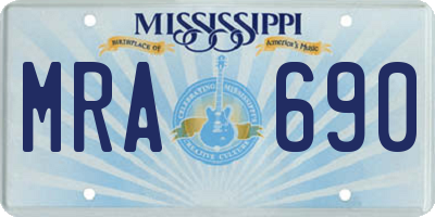 MS license plate MRA690