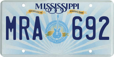 MS license plate MRA692