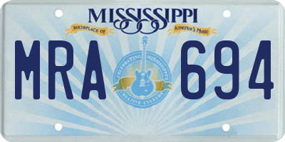 MS license plate MRA694