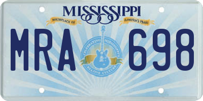 MS license plate MRA698
