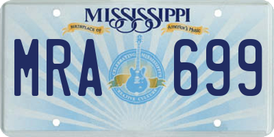 MS license plate MRA699