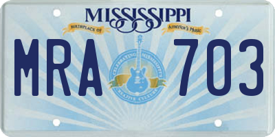 MS license plate MRA703