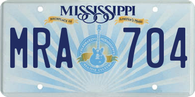 MS license plate MRA704