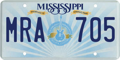 MS license plate MRA705
