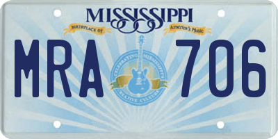 MS license plate MRA706