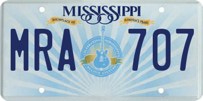 MS license plate MRA707