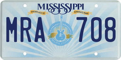 MS license plate MRA708
