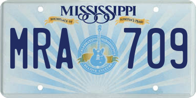 MS license plate MRA709