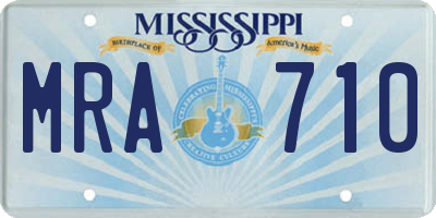 MS license plate MRA710