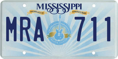 MS license plate MRA711