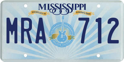 MS license plate MRA712