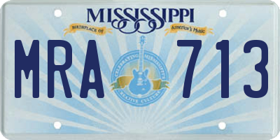 MS license plate MRA713