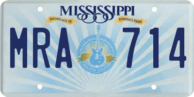 MS license plate MRA714