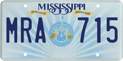 MS license plate MRA715