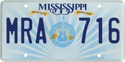 MS license plate MRA716