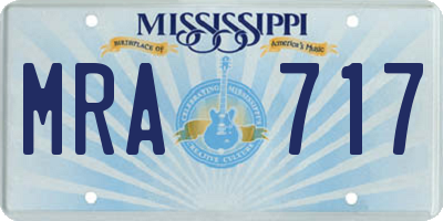 MS license plate MRA717