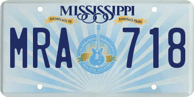 MS license plate MRA718