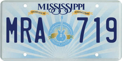 MS license plate MRA719