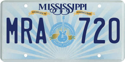 MS license plate MRA720