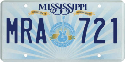 MS license plate MRA721