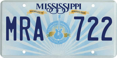 MS license plate MRA722