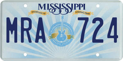 MS license plate MRA724