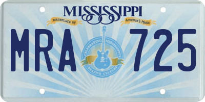 MS license plate MRA725