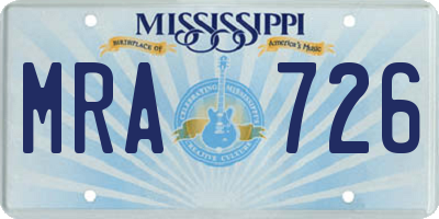 MS license plate MRA726