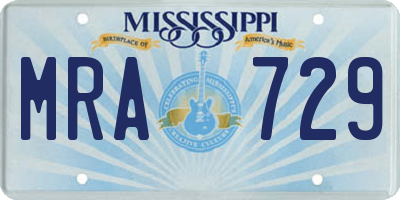 MS license plate MRA729