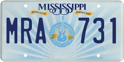 MS license plate MRA731