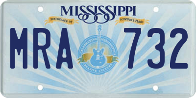 MS license plate MRA732