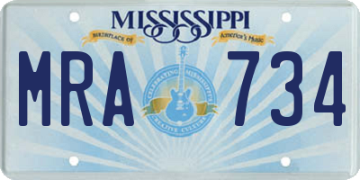 MS license plate MRA734