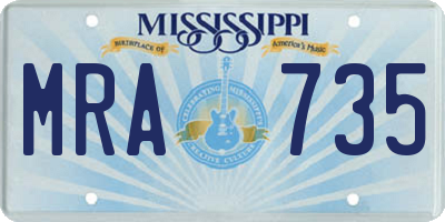 MS license plate MRA735