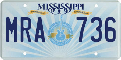 MS license plate MRA736