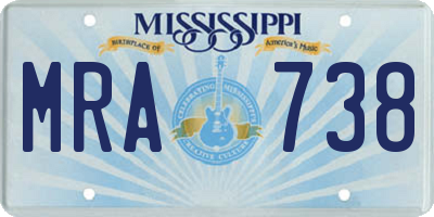 MS license plate MRA738
