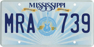 MS license plate MRA739